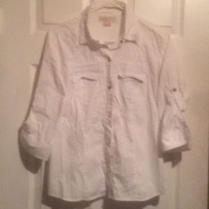 Micheal Kors white gold snap button shirt size 8